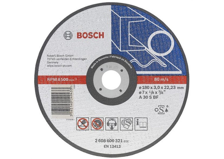Disque droit, à métal A 30 S BF, 180 mm, 22,23 mm, 3 mm Bosch 2608600321