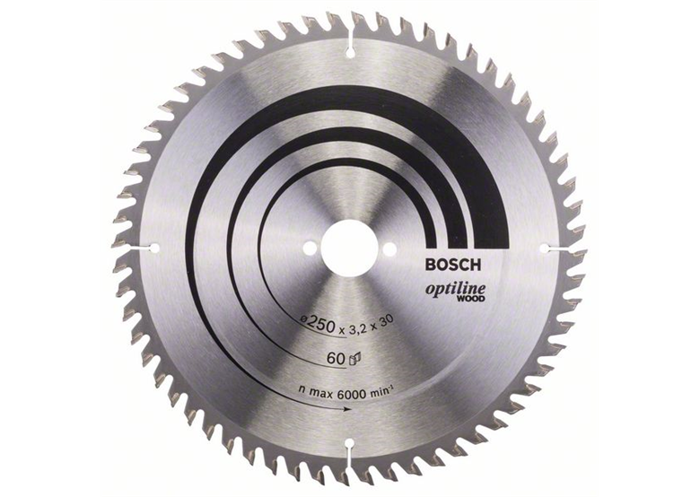 Lame de scie circulaire Optiline Wood 250x30mm T60 Bosch 2608640665