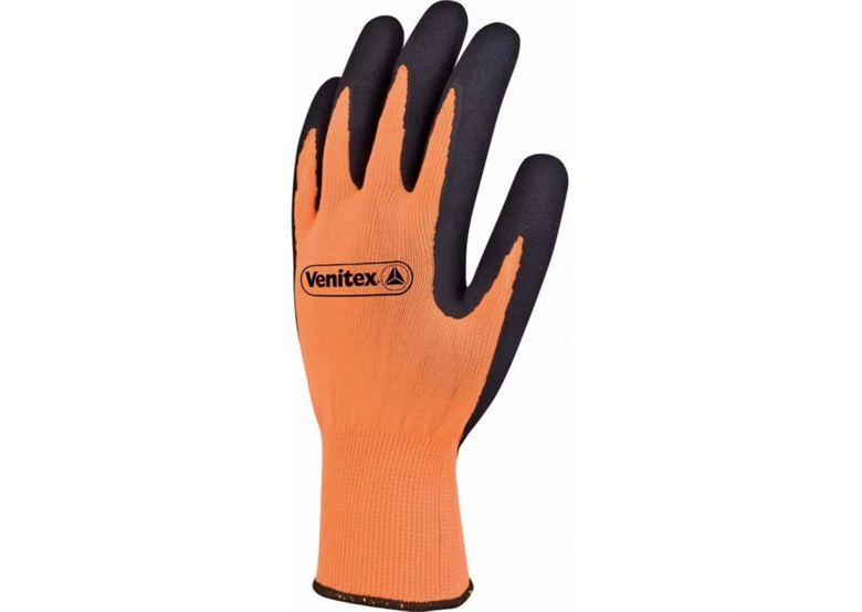 Gants tricotés polyester support fluo enduction mousse latex orange taille 7 DeltaPlus Venitex VV733APOLLON