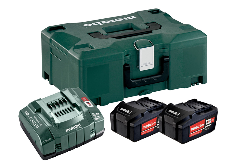 Kit de 2 batteries 18V Li-Power 5.2Ah avec chargeur ASC 30-36V en MetaLoc Metabo 685065000