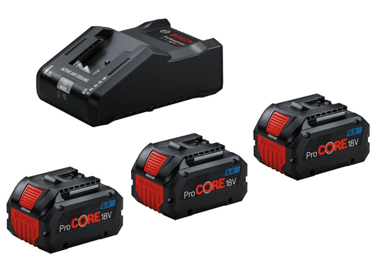 Batteries 18V 8.0Ah (x3) et chargeur Bosch 0615A5004Y