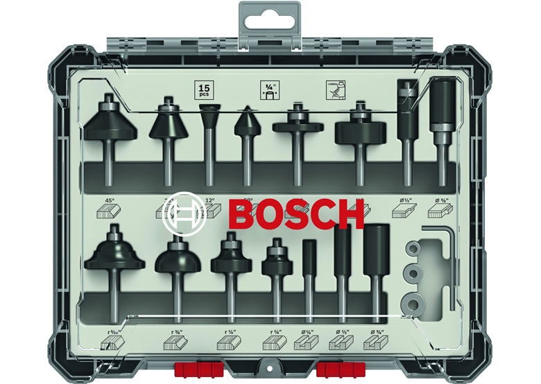 Coffret 15 fraises mixtes 1/4" Bosch 2607017473