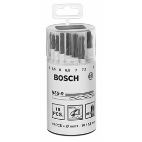 Forets à métaux HSS-R, DIN 338, boîte en plastique ronde de 19 pièces Bosch 2607018355