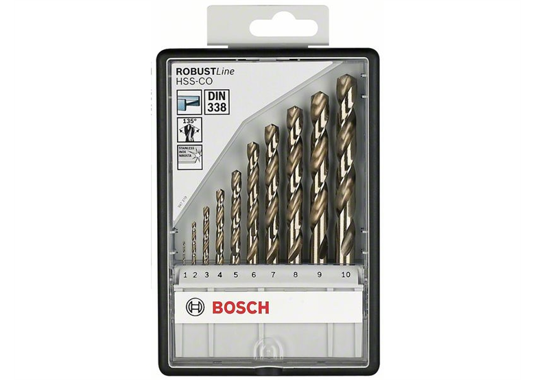 Forets à métaux HSS-Co Robust Line, jeu de 10 pièces Bosch 2607019925