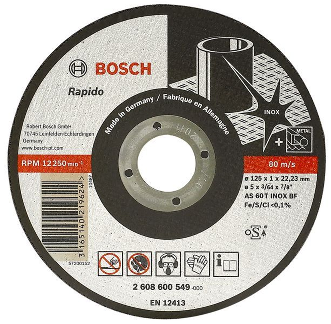 Disque à tronçonner le métal 125 x 1.6 mm moyeu plat - diamètre 125 mm -  Bosch Professionnel