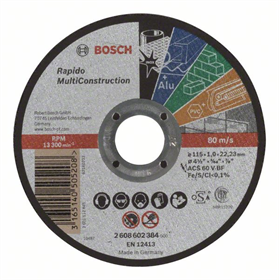 Disque à tronçonner à moyeu plat Rapido Multi Construction Bosch 2608602384