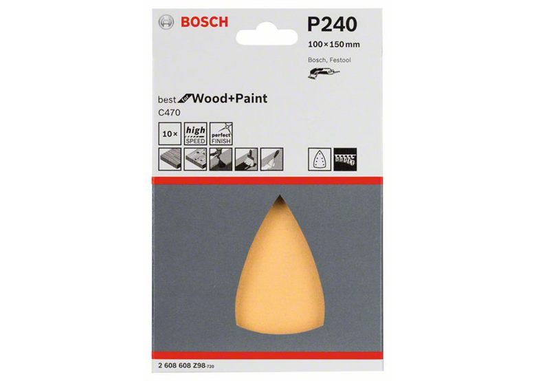 Feuille abrasive C470, emballage  10 pcs. Bosch 2608608Z98