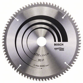 Lame de scie circulaire Optiline Wood 254x30mm T80 Bosch 2608640437