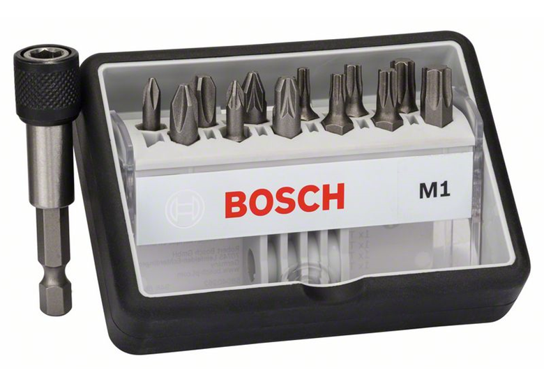 Embouts de vissage courts qualité extra-dure Robust Line, set de 12 pièces + 1 (M) Bosch Extra Hart Robust Line M1