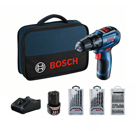 Perceuse-visseuse à percussion avec accessoires Bosch GSB 12V-30