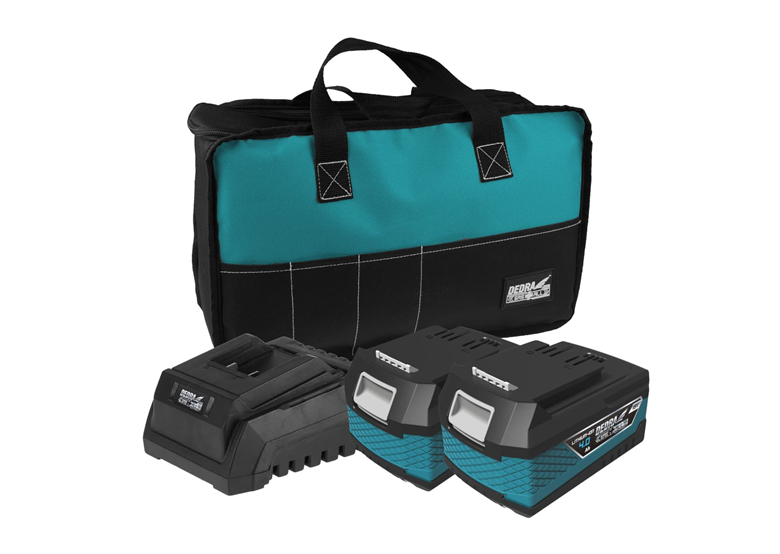 Kit de démarrage 18V: Batteriex4,0Ah DED7034 + chargeur DED7038 Dedra SDS+ ALL 18V DED7030G03