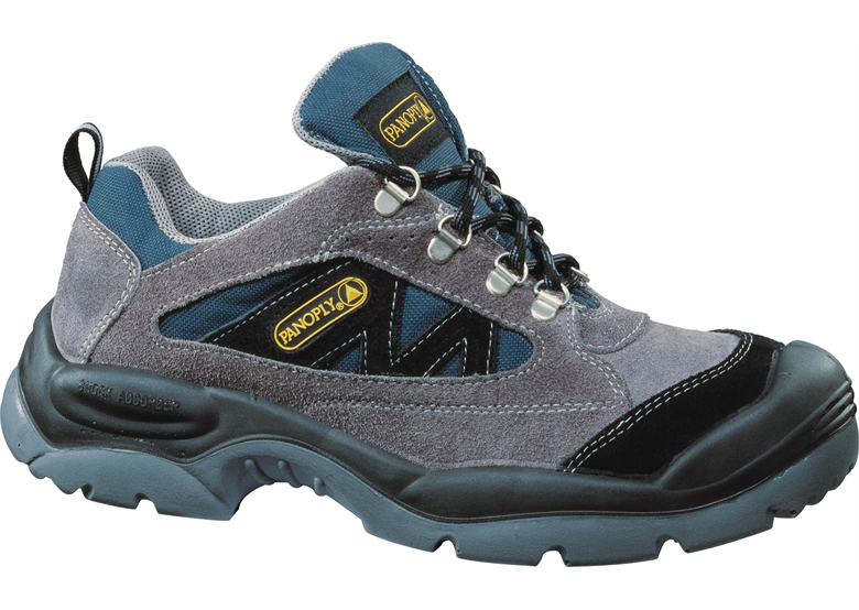 Chaussures de sécurité tige croûte de cuir velours et nylon gris bleu DeltaPlus Panoply MAZAN S1P