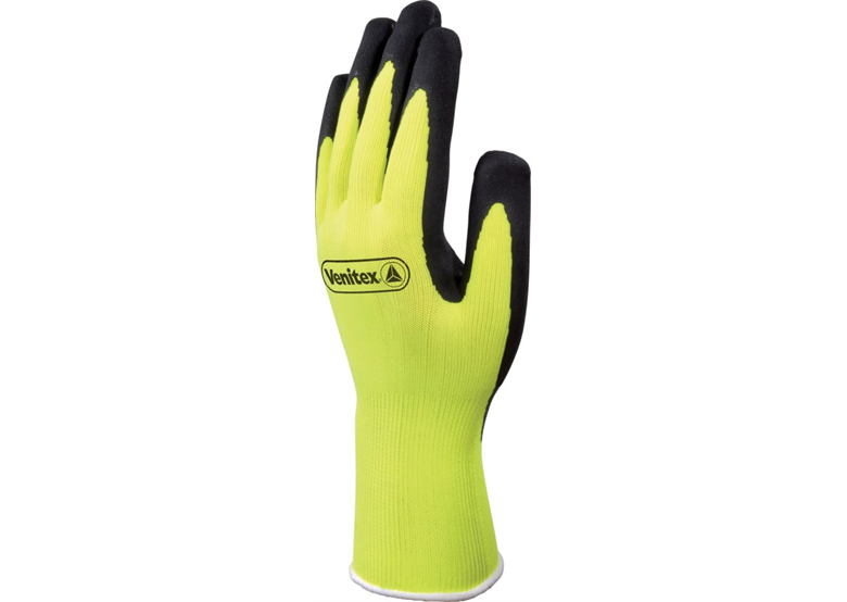 Gants tricotés polyester support fluo enduction mousse latex jaune taille 8 DeltaPlus Venitex VV733APOLLON
