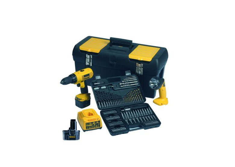 Perceuse-visseuse + lampe de poche + accessoires + coffret DeWalt DC756K2F