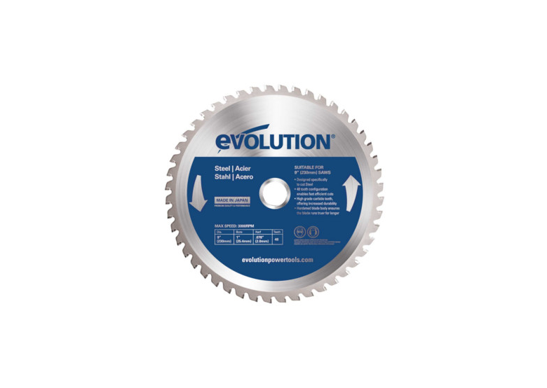 Scie TCT  pour  couper l'acier  230x25,4mm T48 Evolution EVO-230-48-S