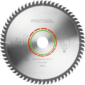 Scie circulaire à stratifié et polymère Festool 225x2,6x30 TF64