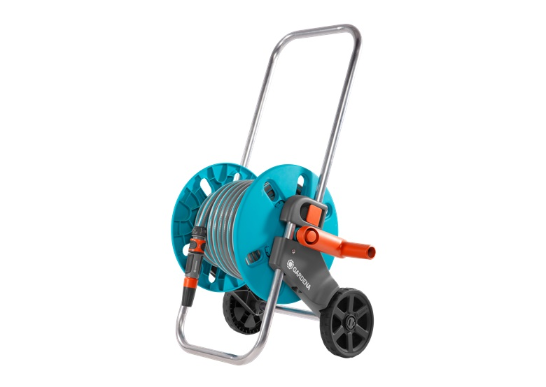 Chariot enrouleur avec tuyau d'arrosage 1/2" et pistolet d'arrosage Gardena CleverRoll S