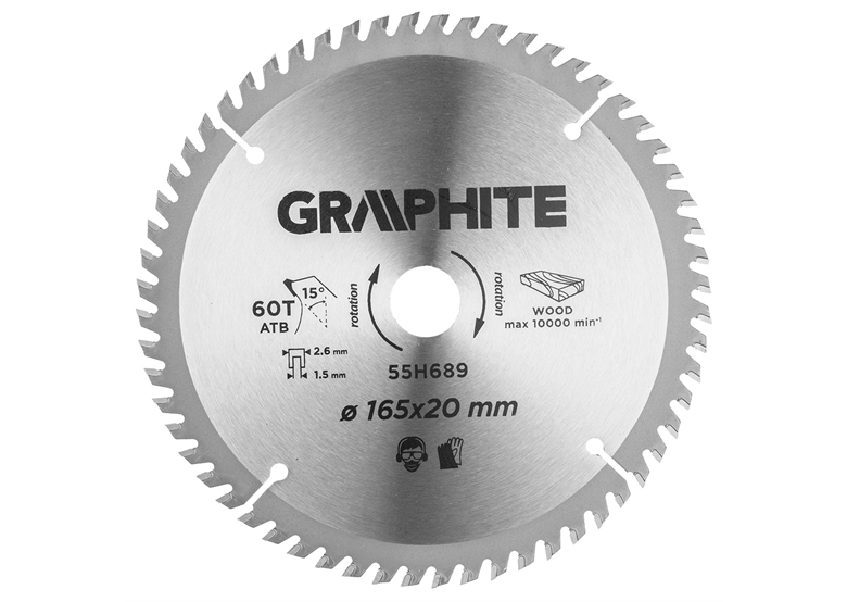 Lame de scie circulaire 165x20mm, 60 dents Graphite 55H689