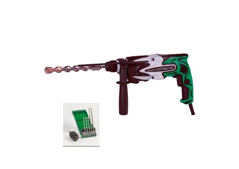 Marteau-perforateur + 5 forets et mandrin Hitachi DH24PC3+WIERTŁA