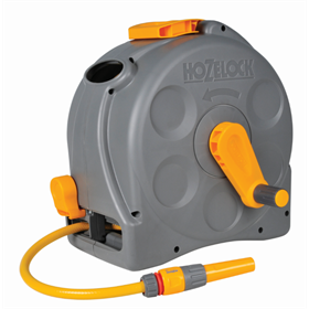 Dévidoir compact pour tuyau d'arrosage 1/2" 25m avec tuyau et ensemble d'arroseurs 6pcs.. Hozelock 2415