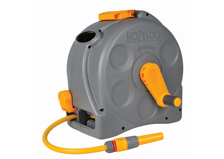 Dévidoir compact pour tuyau d'arrosage 1/2" 25m avec tuyau et ensemble d'arroseurs 6pcs.. Hozelock 2415