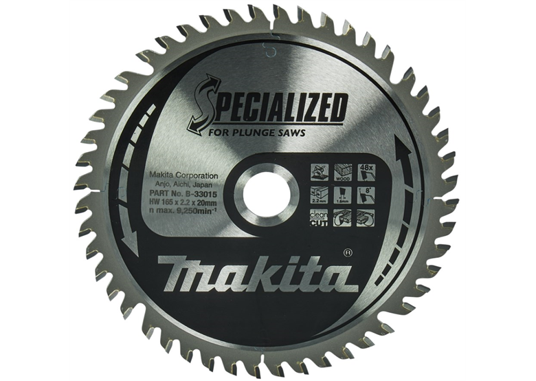 Lame de scie à bois Specialized 165x20mm, 48 dents Makita B-33015