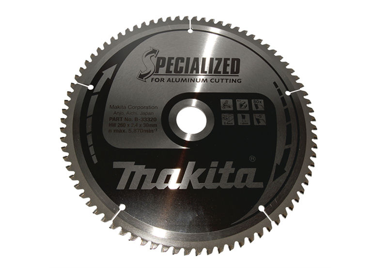 Lame carbure "Specialized" 260x30x2,4mm Makita B-33320