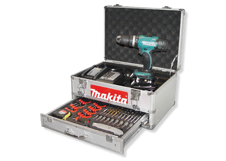 Perceuse-visseuse à percussion avec accessoires Makita BHP453SHEX