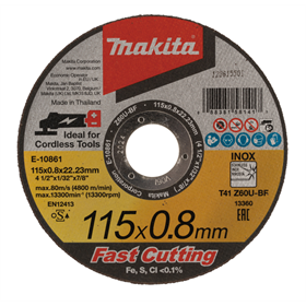 Disque à tronçonner Inox 115x0.8x22mm extra fin Makita E-10861