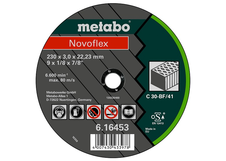 Disque de coupe Novoflex C 30 125×2,5×22,2mm pierre Metabo 616428000