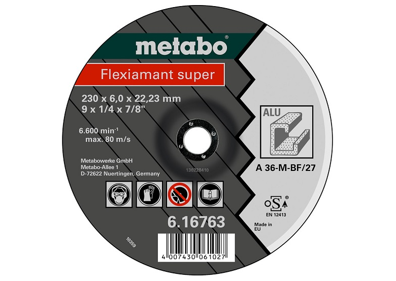 Disque abrasif Flexiamant super A 36-M 125×6,0×22,2mm à l'aluminium Metabo 616749000