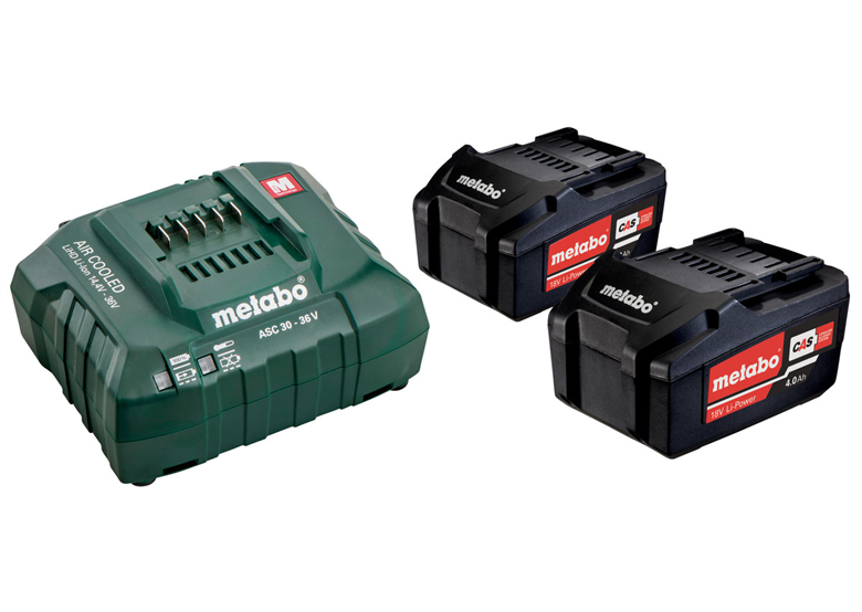 Ensemble de 2 batteries 18V Li-Power 4.0Ah avec chargeur ASC 30-36V Metabo 685050000