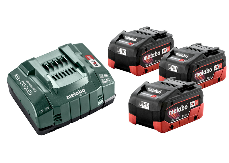 Kit de 3 batteries 18V LiHD 5.5Ah et chargeur ASC 30-36V Metabo 685074000