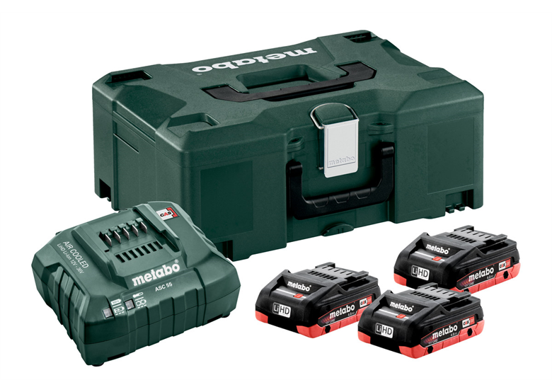 Kit de 3 batteries 18V LiHD 4.0Ah avec chargeur ASC 30-36V en MetaLoc Metabo 685133000