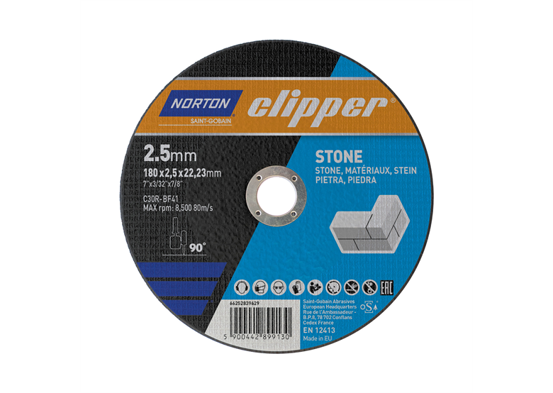 Disque à tronçonner pierre 180 x 2,5 mm Norton C30R-180x2.5x22.2-T41 NOR-Clipper