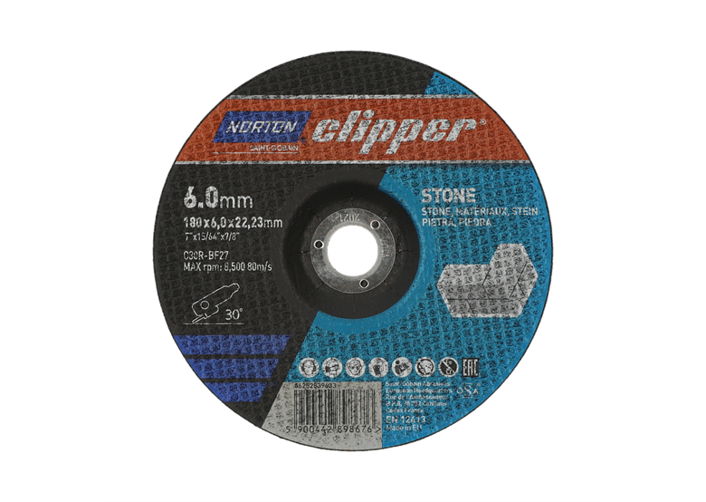Disque à poncer 180 x 6,0 mm Norton C30R-180x6.0x22.23-T27 NOR-Clipper