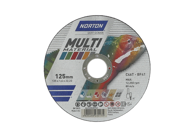 Disque à tronçonner 125x22.23mm Norton MULTI MATERIAL