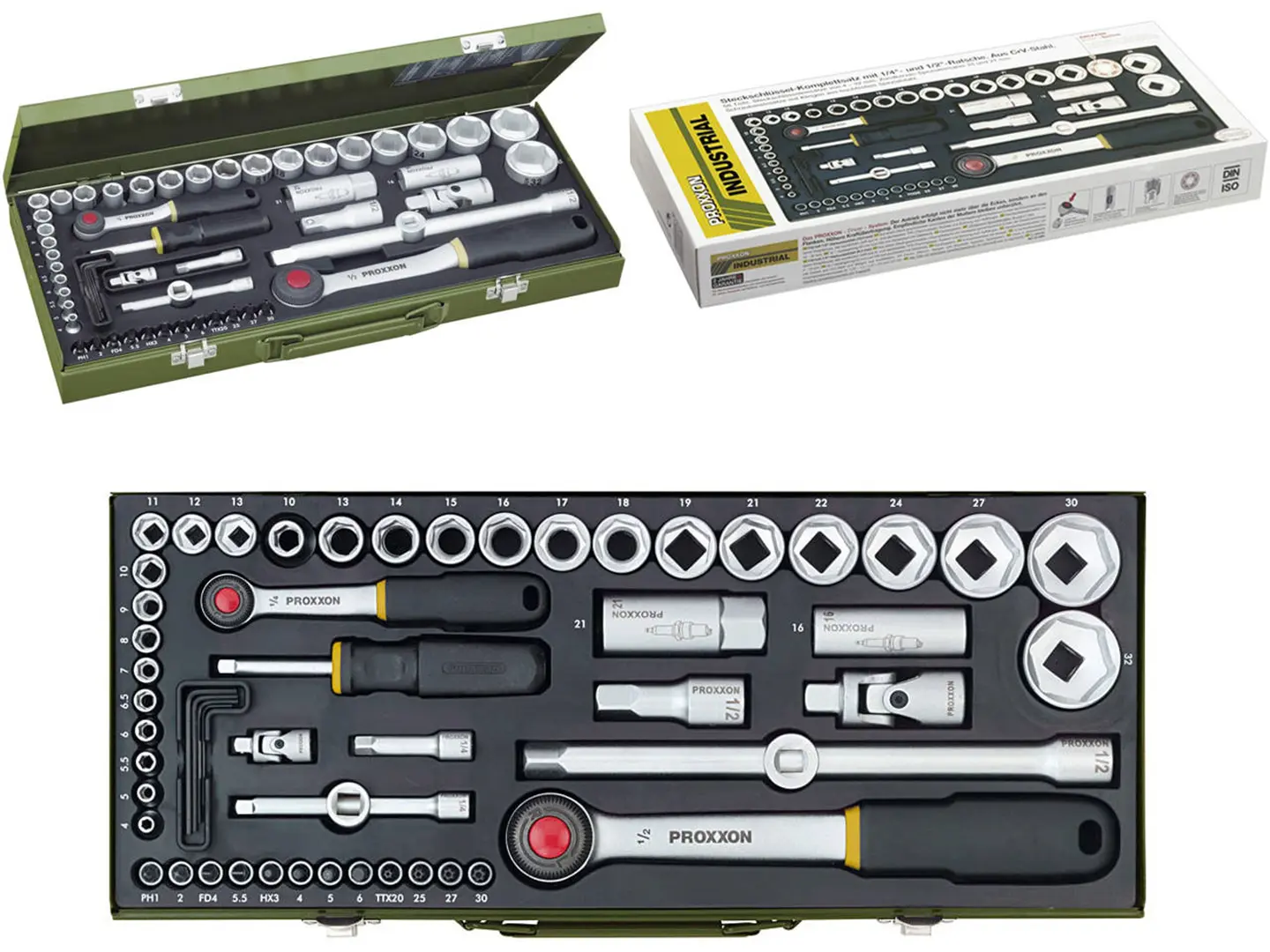 Clés à douille 1/2", 1/4", jeu de 55 pièces Proxxon PR23040