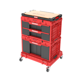 Ensemble de caisses à outils avec tiroirs sur plateforme de transport Qbrick System ONE 2.0 WORKSHOP DRAWERS SET nr 7 RED Ultra HD Custom