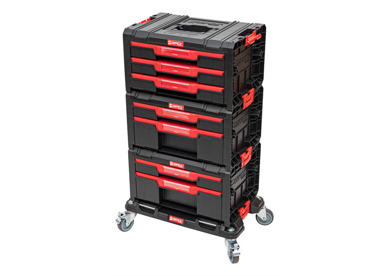 Ensemble de caisses à outils avec tiroirs sur plateforme de transport  Qbrick System PRO 2.0 DRAWER SET 