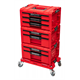 Ensemble de caisses à outils avec tiroirs sur plateforme de transport Qbrick System PRO 2.0 DRAWER SET EXPERT RED Ultra HD Custom