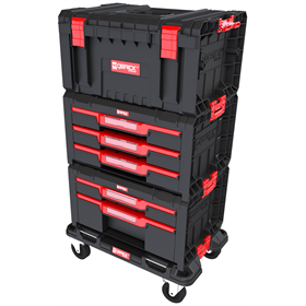 Ensemble de caisses à outils avec tiroirs sur plateforme de transport Qbrick System PRO DRAWER Workshop SET 2