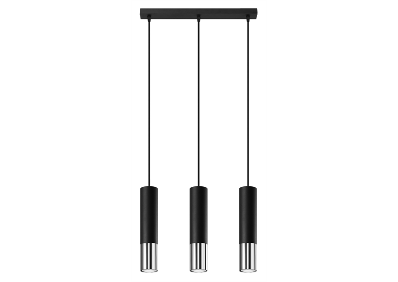 Suspension LOOPEZ 3L noir/chrome Sollux Lighting Ocean Green