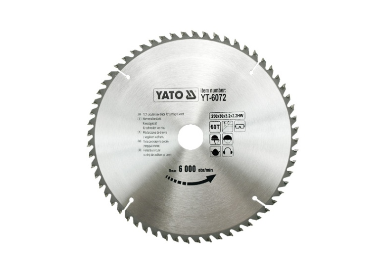 Disque à couper au carbure 250x30mm T60 Yato YT-6072