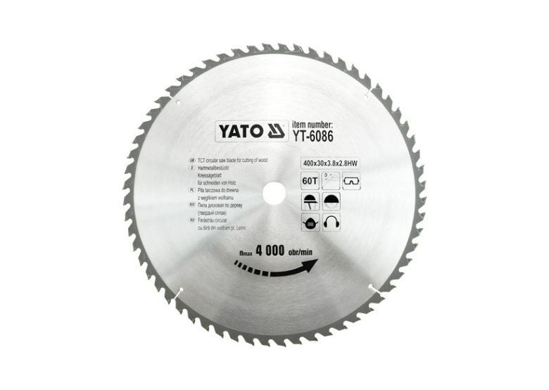 Disque à couper au carbure 400x30mm T60 Yato YT-6086